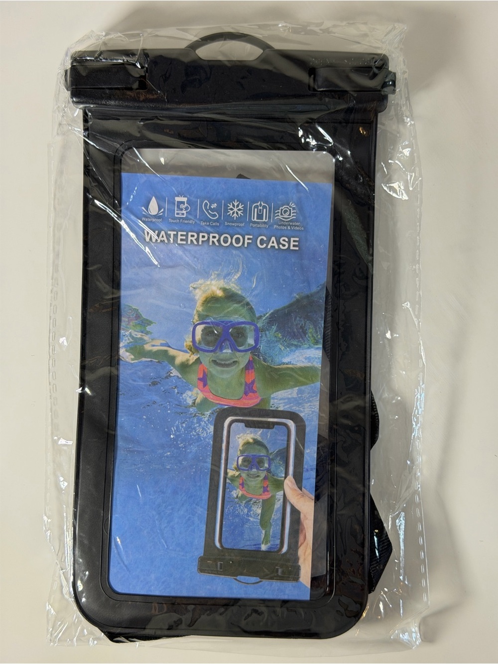 Clear Black Waterproof Phone Case with Lanyard